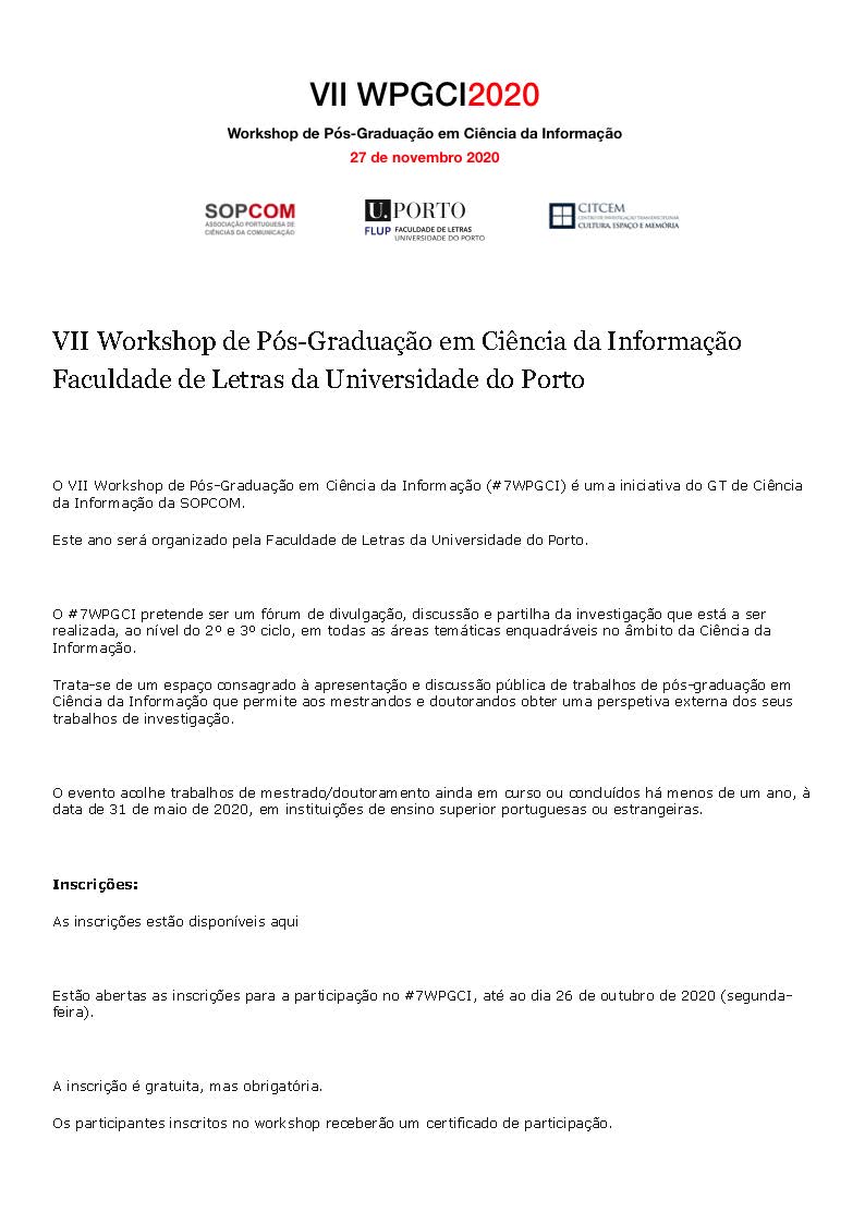 VII Workshop de Pós