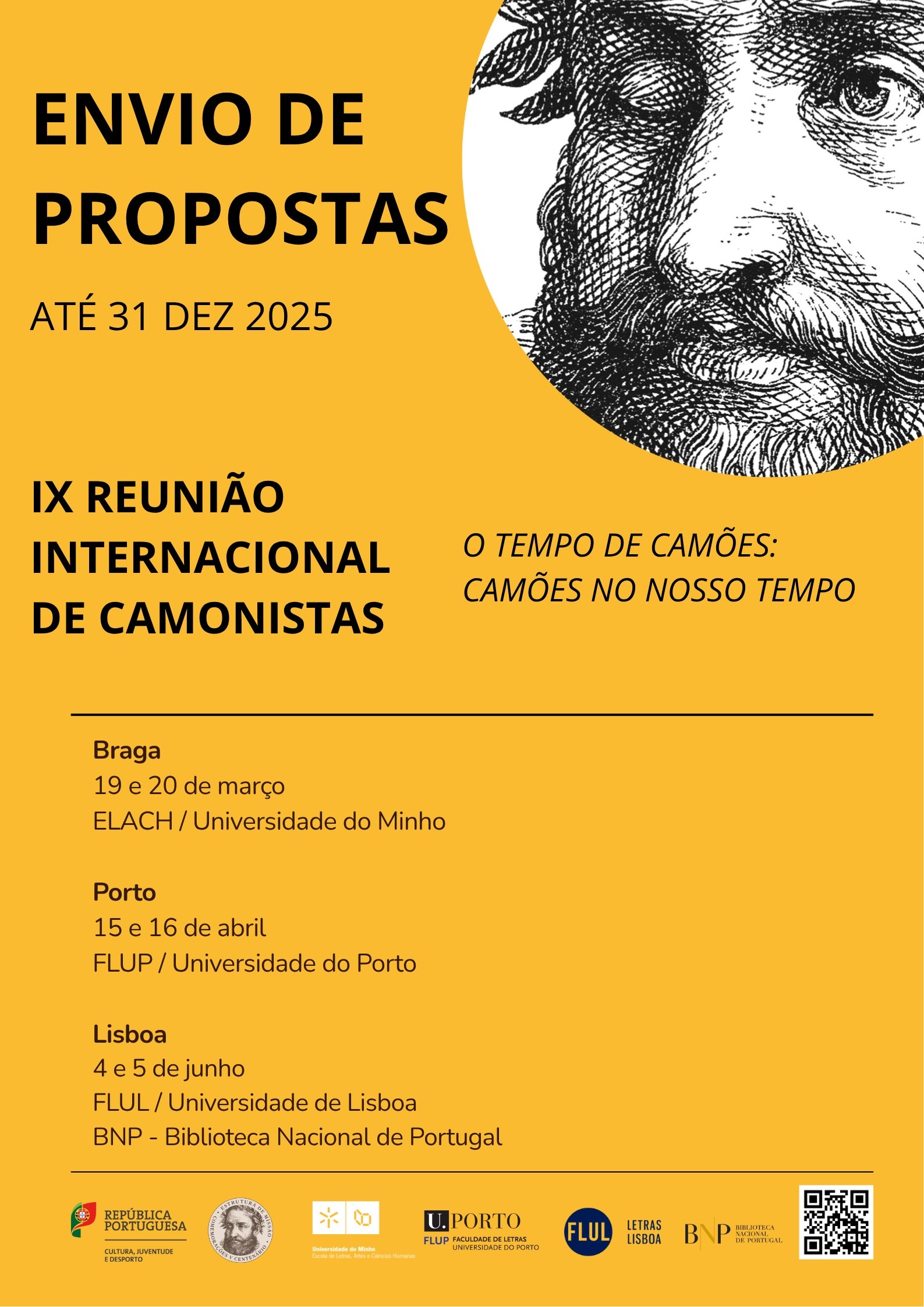 Cartaz Envio de Propostas - IX Reunião Internacional de Camonistas