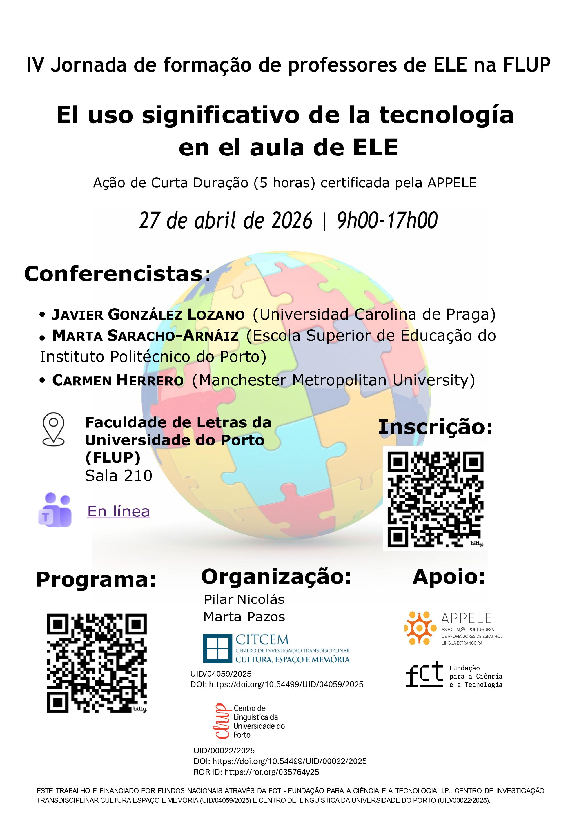 Cartaz IV Jornada de formação de professores de ELE na FLUP